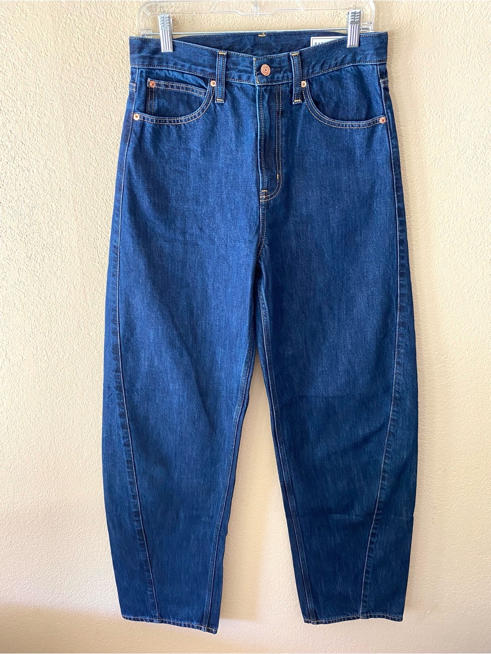 Gap High Rise Barrel Jeans in Dark Rinse 28 TALL - Picture 2 of 10